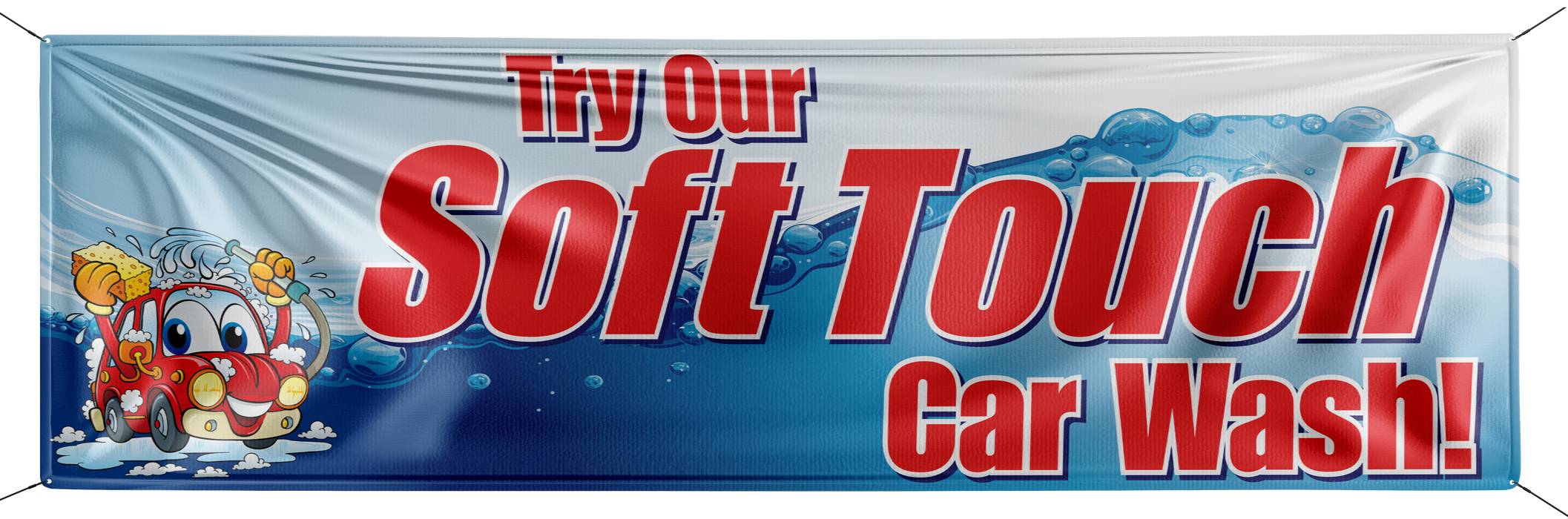 Horizontal Banner, 10'w x 3'h- "Soft Touch Car Wash"