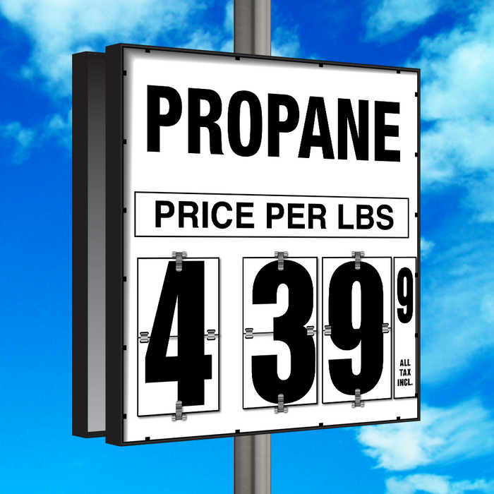 Propane PER/LBS 10" Flip Numbers- Single-Product, Double-Sided Pole Mount