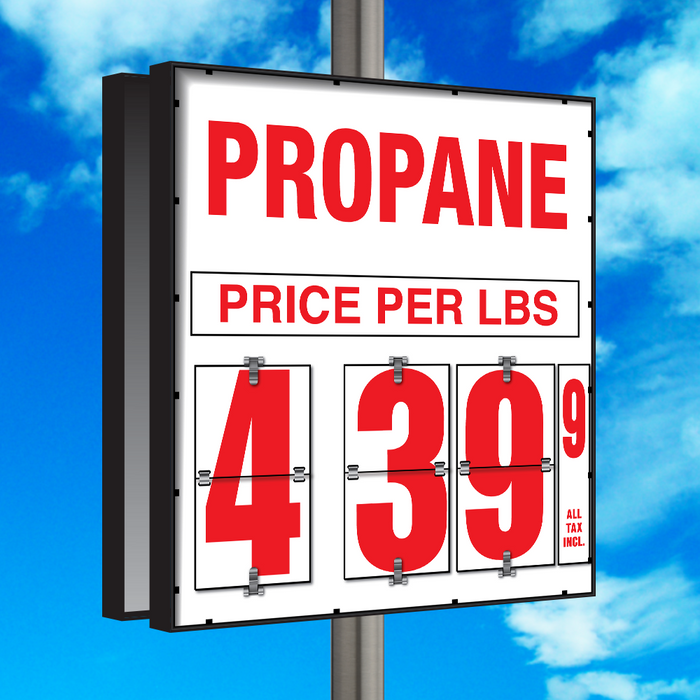 Propane PER/LBS 10" Flip Numbers- Single-Product, Double-Sided Pole Mount