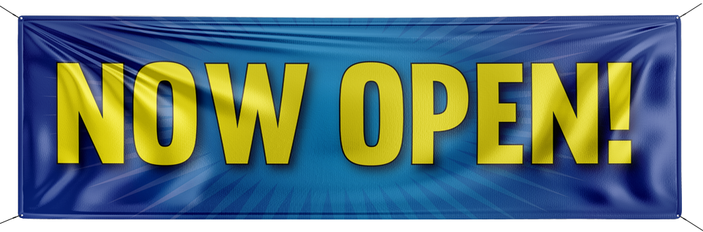 Horizontal Banner, 10'w x 3'h- "NOW OPEN"