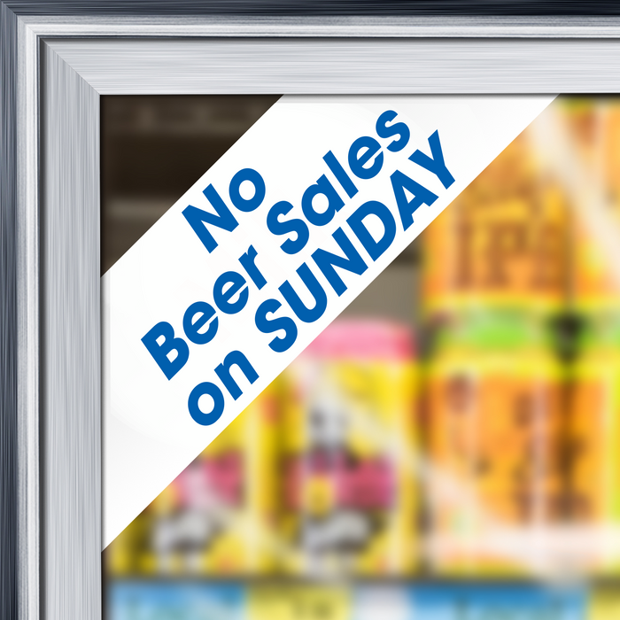"No Beer Sales on Sunday" Cooler Door Decal