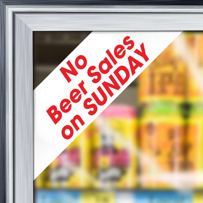 "No Beer Sales on Sunday" Cooler Door Decal