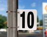 Pump Number Sign- Black on White, "10"