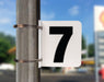 Pump Number Sign- Black on White, "7"