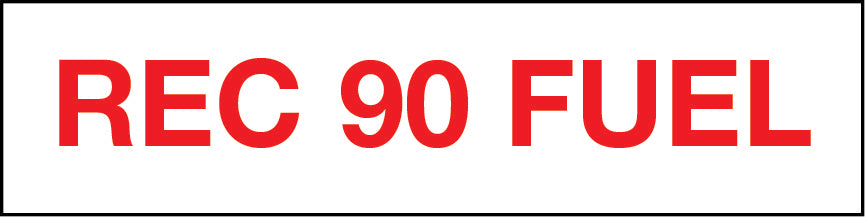 "Rec 90 Fuel" Pump Decal_Red on White