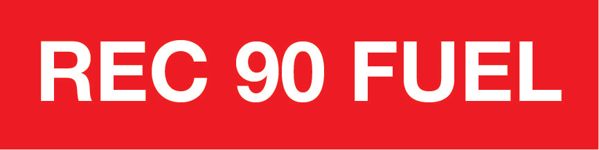 "Rec 90 Fuel" Pump Decal_White on Red
