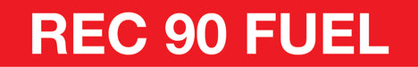 "Rec 90 Fuel" Pump Decal_White on Red