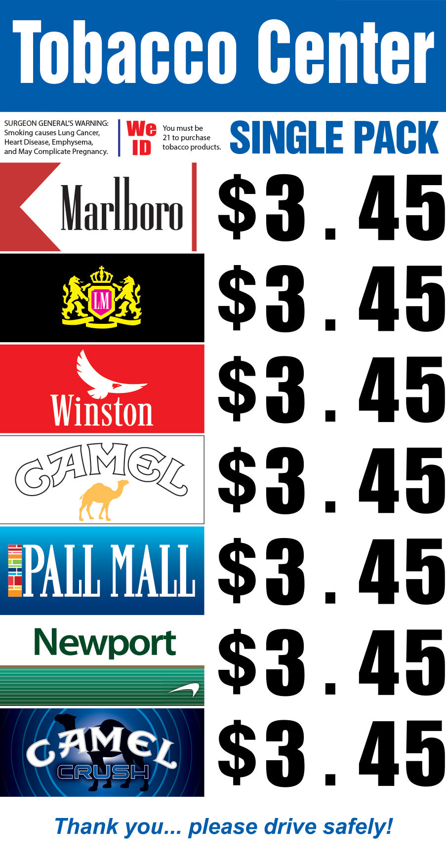 Cigarette Price Signs
