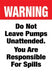 Warning Do Not Leave Pumps- 24"w x 36"h 4mm Coroplast Insert