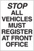 Aluminum Sign- "All Vehicles Must Register"