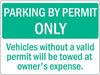 Aluminum Sign- "Parking By Permit Only"