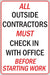 Contractors Must Check In- 12"w x 18"h Aluminum Sign