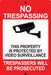 Reflective Aluminum Sign "No Trespassing"