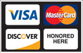 Visa, MasterCard And Discover Honored Here- 13"w x 9"h Decal