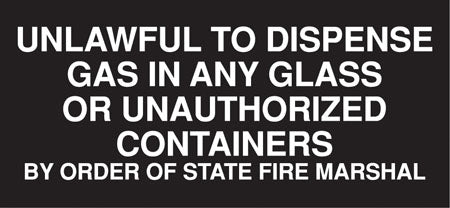 Unlawful To Dispense Gas- 13"w x 9"h Decal