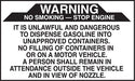 WARNING NO SMOKING - STOP ENGINE- 5"w x 3"h Decal
