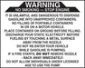 WARNING NO SMOKING - STOP ENGINE- 5"w x 4"h Decal