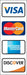 VISA MasterCard AMERICAN EXPRESS DISCOVER- 2"w x 7"h Decal