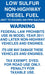 LOW SULFUR NON-HIGHWAY Fuel- 6"w x 10"h Decal