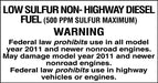 "Low Sulfur Non-Highway Diesel" Decal