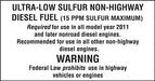Ultra-Low Sulfur Non-Highway Diesel Fuel- 5.25"w x 2.75"h Decal