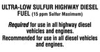 Diesel Ultra Low Sulfur- 5.25"w x 2.75"h Decal