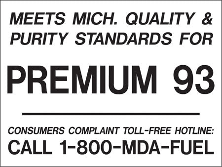 Decal- "Meets Michigan...Premium 93" Black on White