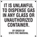 "Unlawful To Dispense Gas..." Aluminum Sign