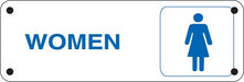 "WOMEN" (with woman Symbol)- 9"w x 4"h Aluminum Restroom Sign