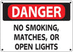 Danger No Smoking, Matches Or Open Lights- 14"w x 10"h Aluminum Sign