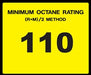 Octane Rating Decal- Standard