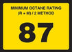 Gilbarco Advantage Octane Rating Decal