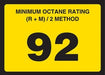 Gilbarco Advantage Octane Rating Decal