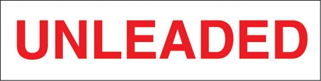 Pump Decal- Red on White, "Unleaded"