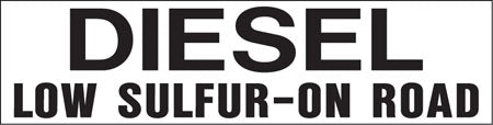 Pump Decal- Black on White, "Diesel Low-Sulfur On Road"
