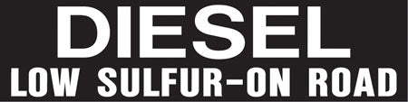 Pump Decal- White on Black, "Diesel Low-Sulfur On Road"
