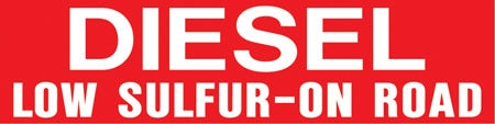 Pump Decal- White on Red, "Diesel Low-Sulfur On Road"