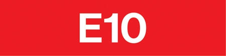 Pump Decal- White on Red, "E10"