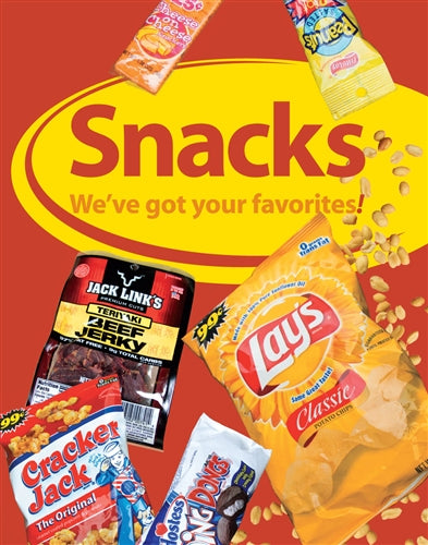 22"w x 28"h Styrene Insert- "Snacks"