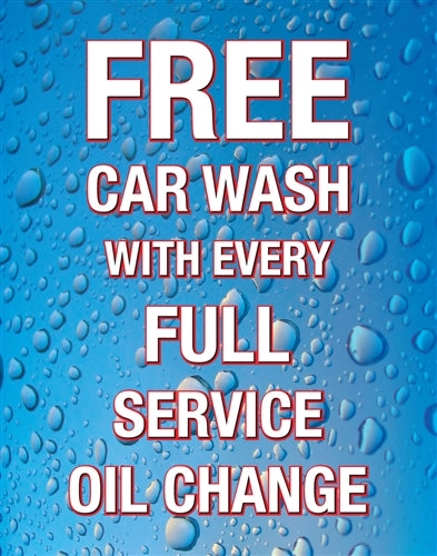 22"w x 28"h Styrene Insert- "Free Car Wash"