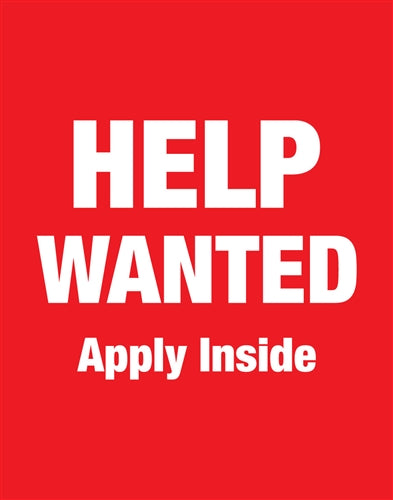 22"w x 28"h Styrene Insert- Help Wanted