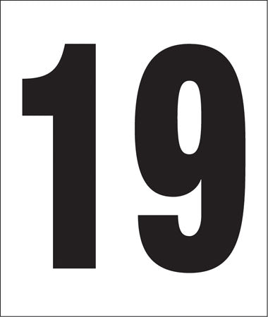 Pump Decal- Black on White, "Number 19"