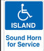 "Handicap Island" Side-Mounted Sign