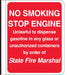 "No Smoking Stop Engine" Side Mount Pole Sign