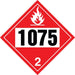 10.75" Square Truck Placard- "1075" Propane Class 2