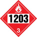 10.75" Square Truck Placard- "1203" Gasoline Class 3