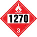 10.75" Square Truck Placard- "1270" Petroleum Oil Class 3