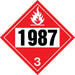 10.75" Square Truck Placard- "1987" Denatured Alcohol Class 3