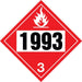 10.75" Square Truck Placard- "1993" Combustible Liquid Class 3