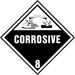 10.75" Square Truck Placard- "Corrosive" Class 8